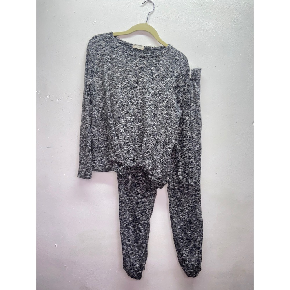 Olivia Rae Sleepwear Lounge Set Gray Space Dye Marl Joggers Sweater Cozy Women M